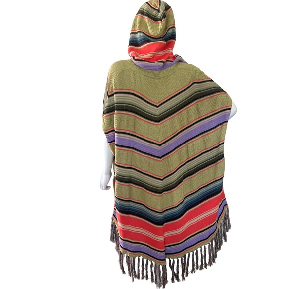 Moth Anthropologie Himalayan Knit Tribal Poncho Hoodie Cardigan Oversized Size S - Picture 4 of 12